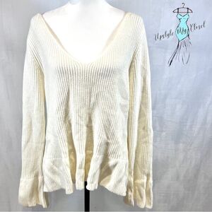 Cozy Casual off white V-neck bar back knit sweater size 1X/2X NWT
